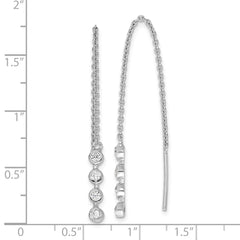 Sterling Silver Rhodium-plated Polished CZ Threader Earrings - 2