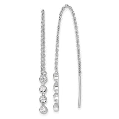 Sterling Silver Rhodium-plated Polished CZ Threader Earrings - 2