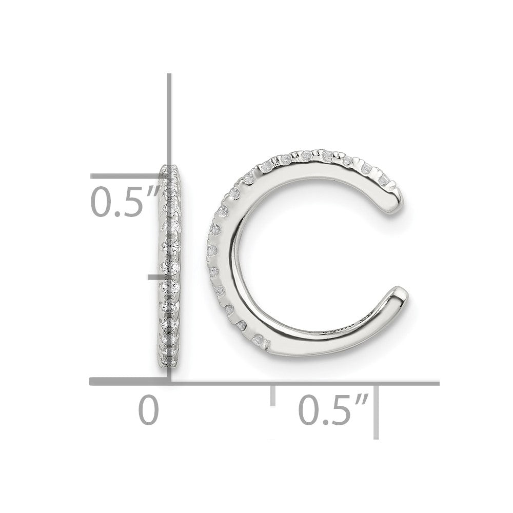 Sterling Silver E-Coating Polished CZ Pair of 2 Cuff Earrings