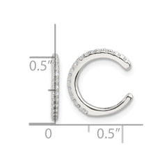 Sterling Silver E-Coating Polished CZ Pair of 2 Cuff Earrings
