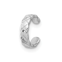 Sterling Silver RH-pltd Polished Criss-cross Design Single Cuff Earring
