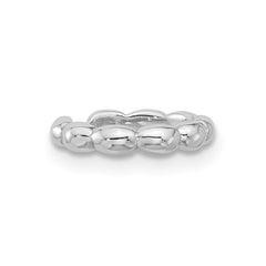 Sterling Silver Rhodium-plated Polished Beaded Single Cuff Earring
