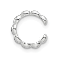 Sterling Silver Rhodium-plated Polished Beaded Single Cuff Earring