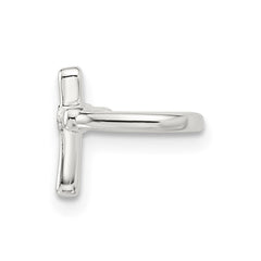 Sterling Silver E-coated Polished CZ Cross Single Cuff Earring