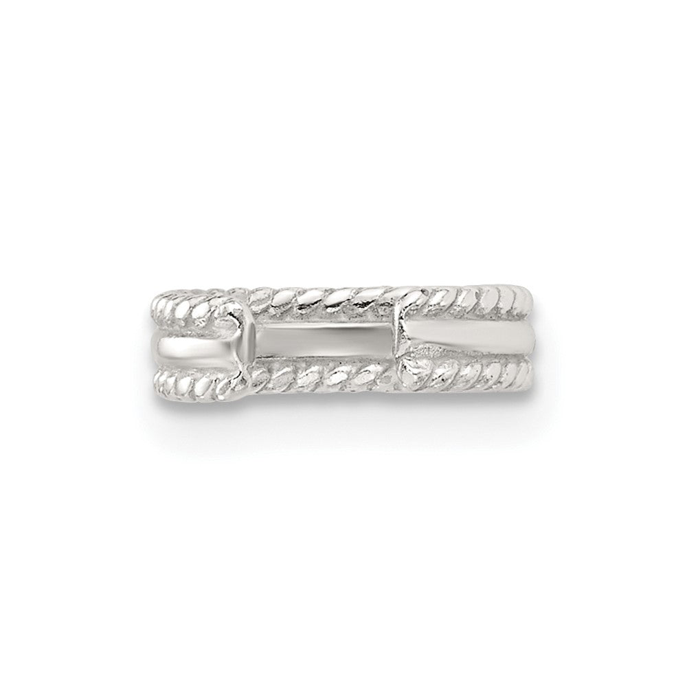 Sterling Silver E-coated Polished & Twisted Edges Single Cuff Earring