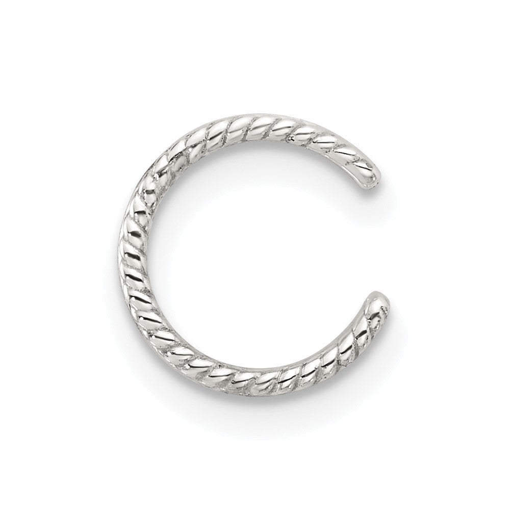 Sterling Silver E-coated Polished & Twisted Edges Single Cuff Earring
