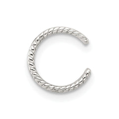 Sterling Silver E-coated Polished & Twisted Edges Single Cuff Earring