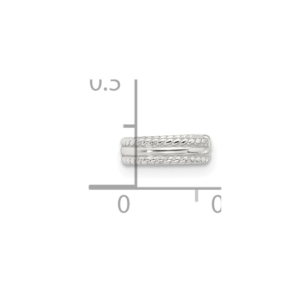 Sterling Silver E-coated Polished & Twisted Edges Single Cuff Earring