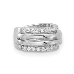 Sterling Silver Rhodium-plated Polished 4 Row CZ Single Cuff Earring