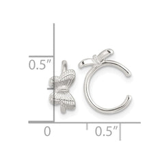 Sterling Silver E-Coating Textured Butterfly Pair of 2 Cuff Earrings