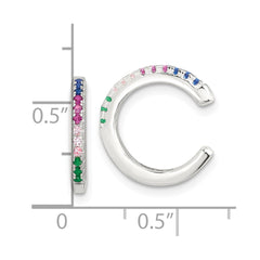 Sterling Silver E-Coating Polished Multicolor CZ Pair of 2 Cuff Earrings
