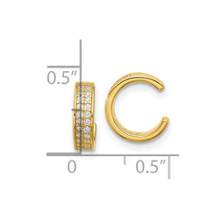 Sterling Silver Gold-tone Polished Two Row CZ Pair of 2 Cuff Earrings