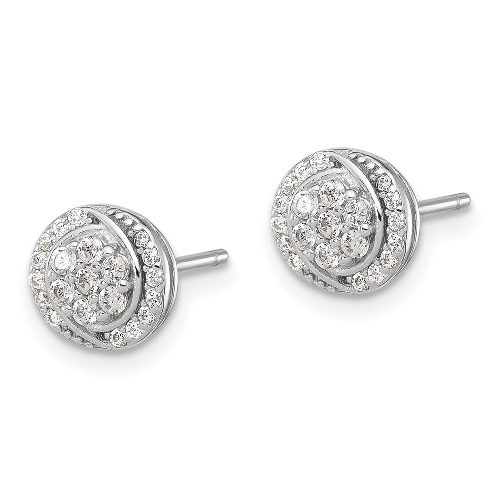 Sterling Silver Rhodium-plated Polished Cluster Pavâ CZ Post Earrings