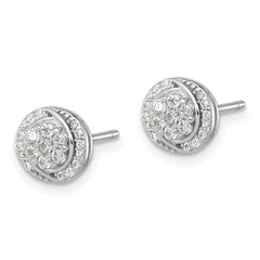 Sterling Silver Rhodium-plated Polished Cluster Pavâ CZ Post Earrings