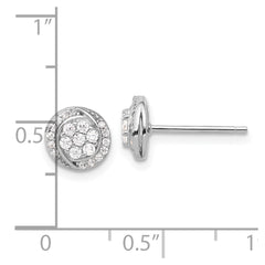 Sterling Silver Rhodium-plated Polished Cluster Pavâ CZ Post Earrings