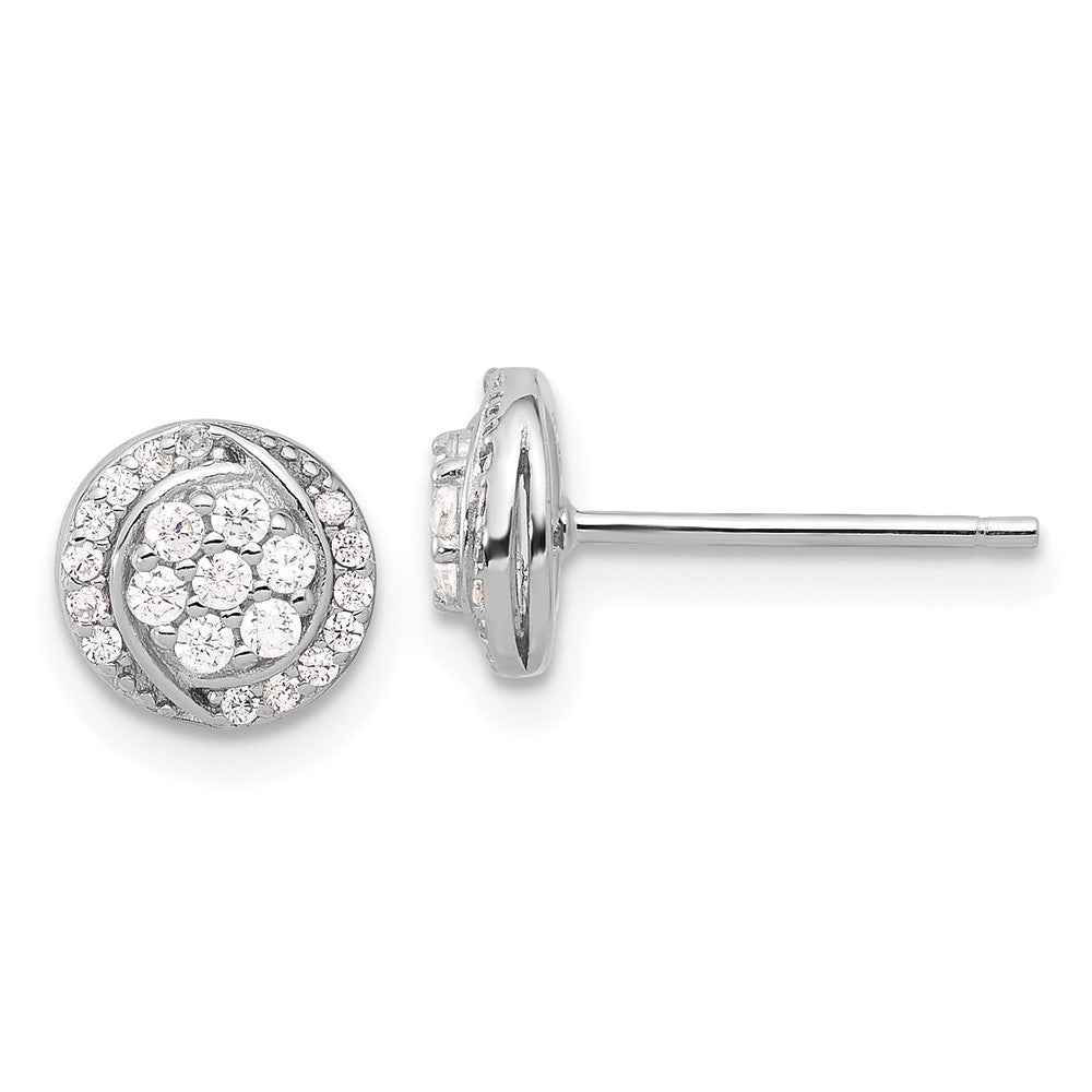 Sterling Silver Rhodium-plated Polished Cluster Pavâ CZ Post Earrings