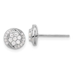 Sterling Silver Rhodium-plated Polished Cluster Pavâ CZ Post Earrings