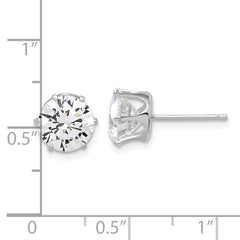Sterling Silver Rhodium-plated Polished 8mm CZ Post Stud Earrings