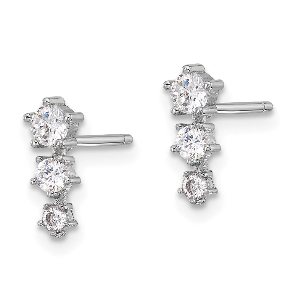 Sterling Silver Rhodium-plated Polished CZ Star Post Earrings - 2