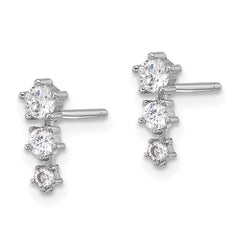 Sterling Silver Rhodium-plated Polished CZ Star Post Earrings - 2