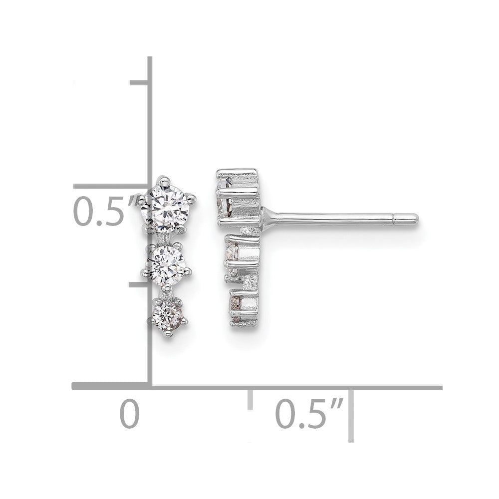 Sterling Silver Rhodium-plated Polished CZ Star Post Earrings - 2