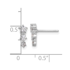 Sterling Silver Rhodium-plated Polished CZ Star Post Earrings - 2