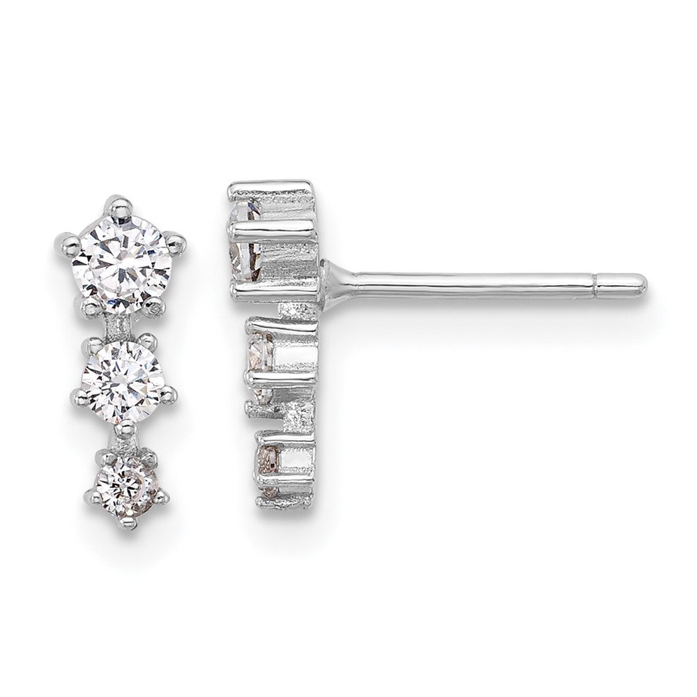 Sterling Silver Rhodium-plated Polished CZ Star Post Earrings - 2