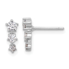 Sterling Silver Rhodium-plated Polished CZ Star Post Earrings - 2