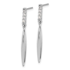 Sterling Silver Rhodium-plated Polished CZ Post Dangle Earrings - 2