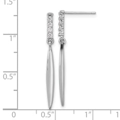 Sterling Silver Rhodium-plated Polished CZ Post Dangle Earrings - 2