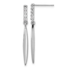 Sterling Silver Rhodium-plated Polished CZ Post Dangle Earrings - 2