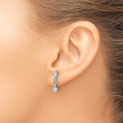 Sterling Silver Rhodium-plated Bezel CZ Post Dangle Earrings