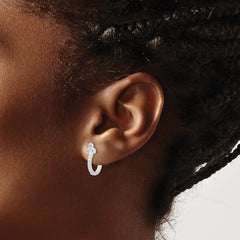 Sterling Silver E-coated CZ Hinged Hoop Earrings - 2