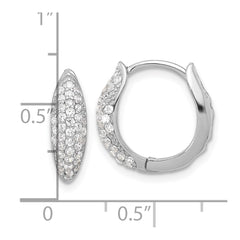 Sterling Silver Rhodium-plated Pavâ CZ Hinged Huggie Hoop Earrings