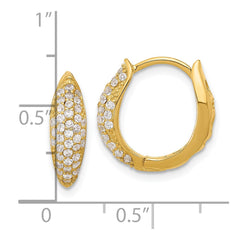 Sterling Silver Gold-tone Pavâ CZ Hinged Huggie Hoop Earrings