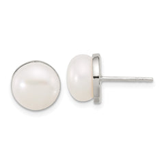 Sterling Silver Polished Freshwater Cultured Pearl Post Earrings