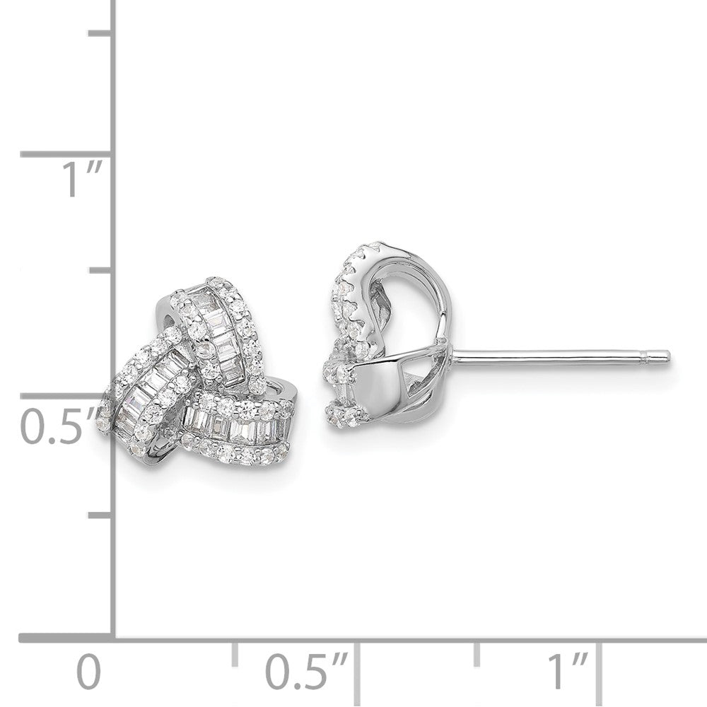 Sterling Silver Rhodium-plated CZ Love Knot Post Earrings - 2