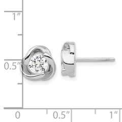 Sterling Silver Rhodium-plated with CZ Love Knot Post Earrings - 2
