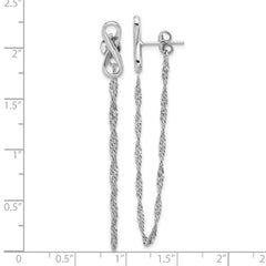 Sterling Silver Rhodium-plated Infinity with Twisted Chain Post Earrings