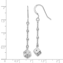 Sterling Silver Rhodium-plated Dice and Beads Dangle Earrings