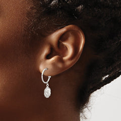 Sterling Silver E-coated Rose Dangle Post Hoop Earrings - 2