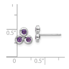 Sterling Silver Rhodium-plated Amethyst Post Earrings - 2
