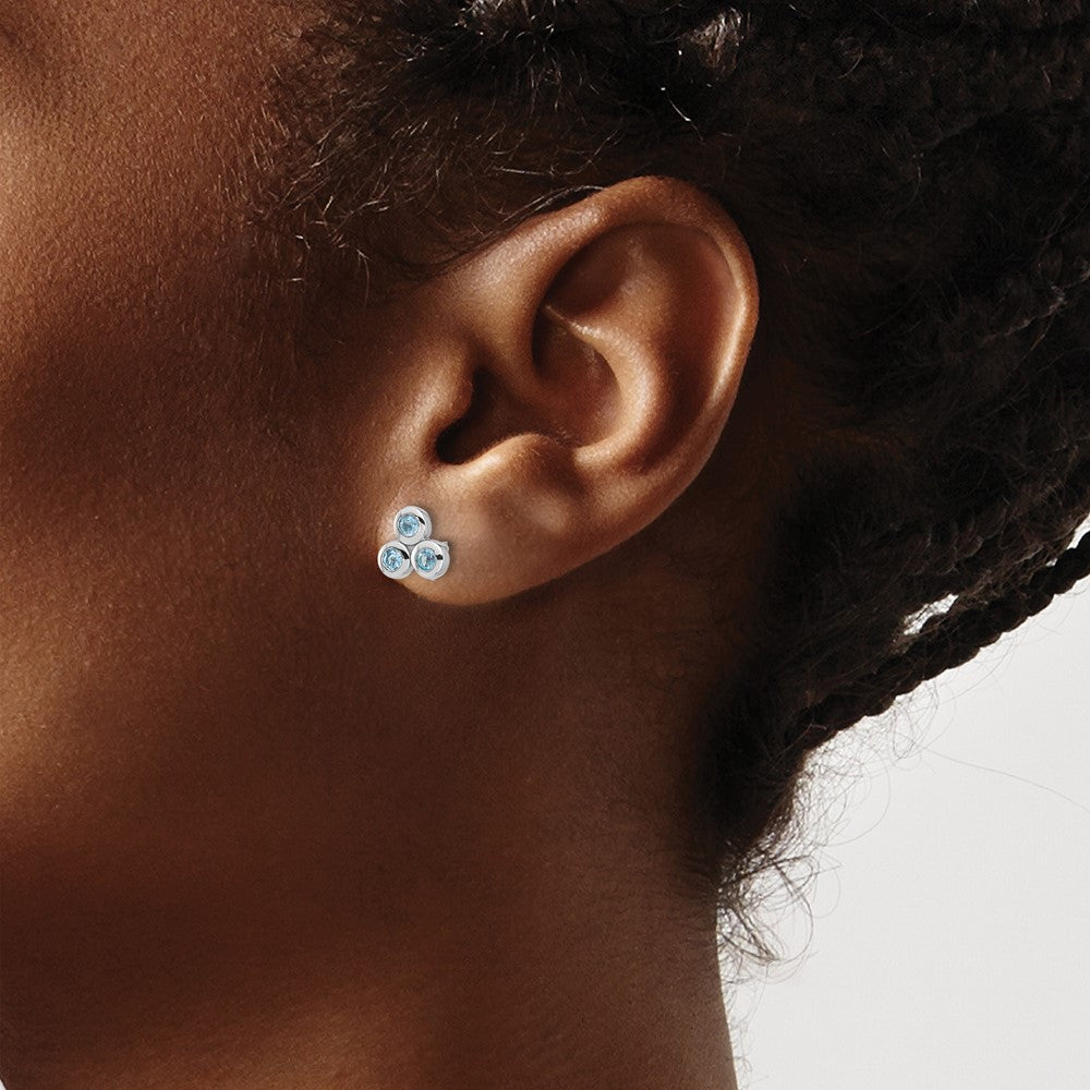 Sterling Silver Rhodium-plated Light Swiss Blue Topaz Post Earrings - 2