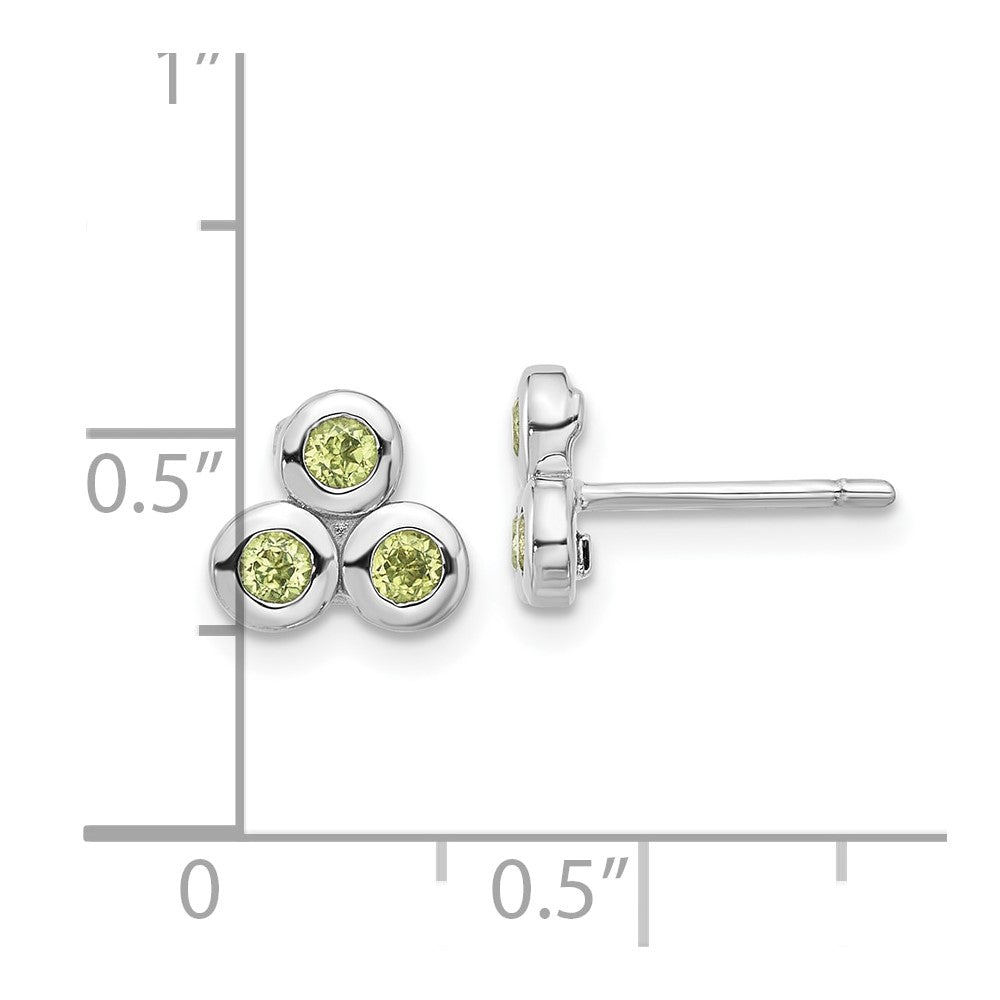 Sterling Silver Rhodium-plated Peridot Post Earrings