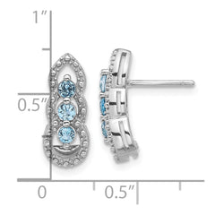 Sterling Silver Rhodium-plated Light Swiss Blue Topaz Post Earrings