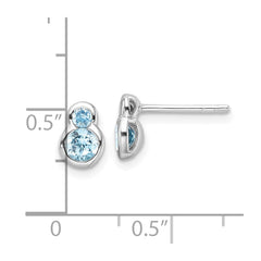 Sterling Silver Rhodium-plated Polished Swiss Blue Topaz Post Earrings
