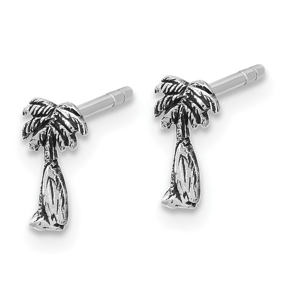 Sterling Silver Rh-plated Antiqued Palm & Tree Surfboard Earrings