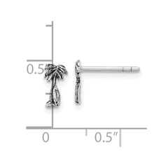 Sterling Silver Rh-plated Antiqued Palm & Tree Surfboard Earrings