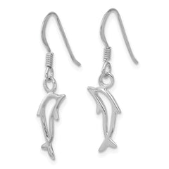 Sterling Silver Rhodium-plated Polished Dolphin Dangle Earrings - 2