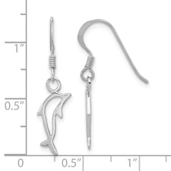 Sterling Silver Rhodium-plated Polished Dolphin Dangle Earrings - 2